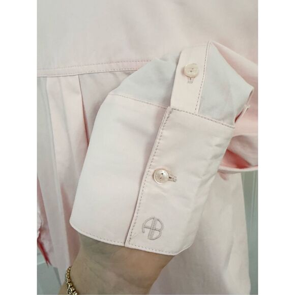 Anine Bing Mika Light Pink 3/4 Sleeve Collared Button Down Shirt Size Small - Picture 4 of 7